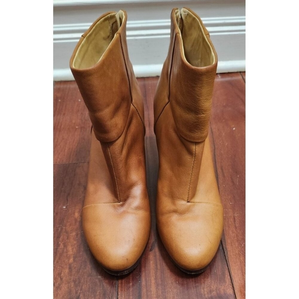 Rag & Bone New York Women’s Leather Ankle Boots Tan Heeled Booties Zip Back 39 - Picture 2 of 16